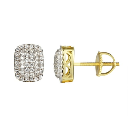 Master Of Bling Rectangle Design Earrings Gold Finish Solitaire Rectangle Design Earrings Gold Finish Solitaire Simulated Diamond 925 Silver On
