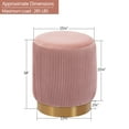 thumbnail image 5 of Duhome Modern Round Vanity Stool Small Velvet Ottoman Footstool for Living Room Bedroom Glam Furry Ottoman Seat with Gold Base, Salmon Pink, 5 of 9