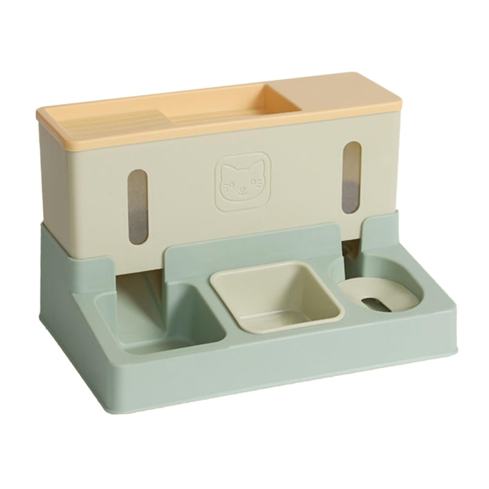 Automatic Cat Feeder Feeding Station with Transparent Window Durable Portable Dog Food Dispenser for Kitten Rabbits Puppy Small Animals Dogs Green