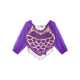 thumbnail image 5 of Sholeno Womens Belly Dance Tops Shiny Sequins Self-tie Chiffon Crop Top Performance Costumes Purple One Size, 5 of 7