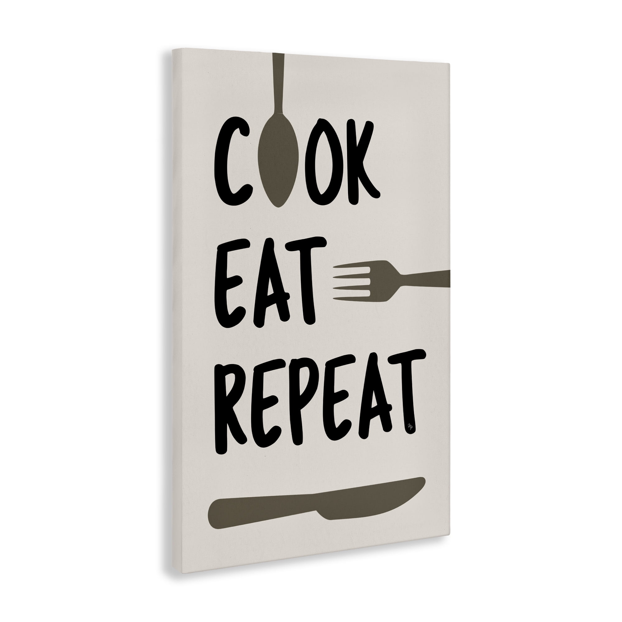 Stupell Industries Cook Eat Repeat with Utensils Canvas Wall Art, design by Martina Pavlova