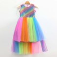 thumbnail image 2 of Gubotare Girls Dresses Formal Girls Summer Dress Formal Ruffle Sleeve A Line Casual Elegant Dresses with Belt Size 8-9 (Orange,8-9 Years ), 2 of 9
