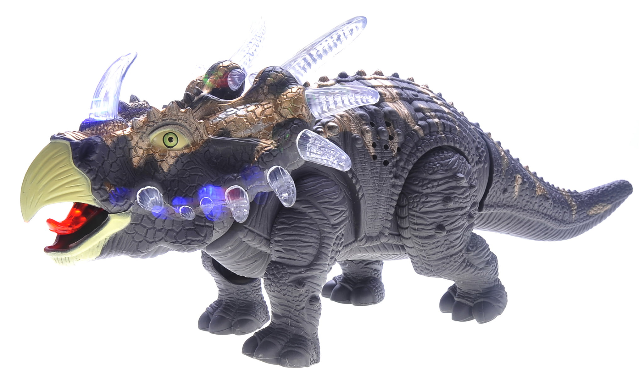 Kids Interactive Walking Triceratops Dinosaur RC Toy 14" with Lights & Sound 