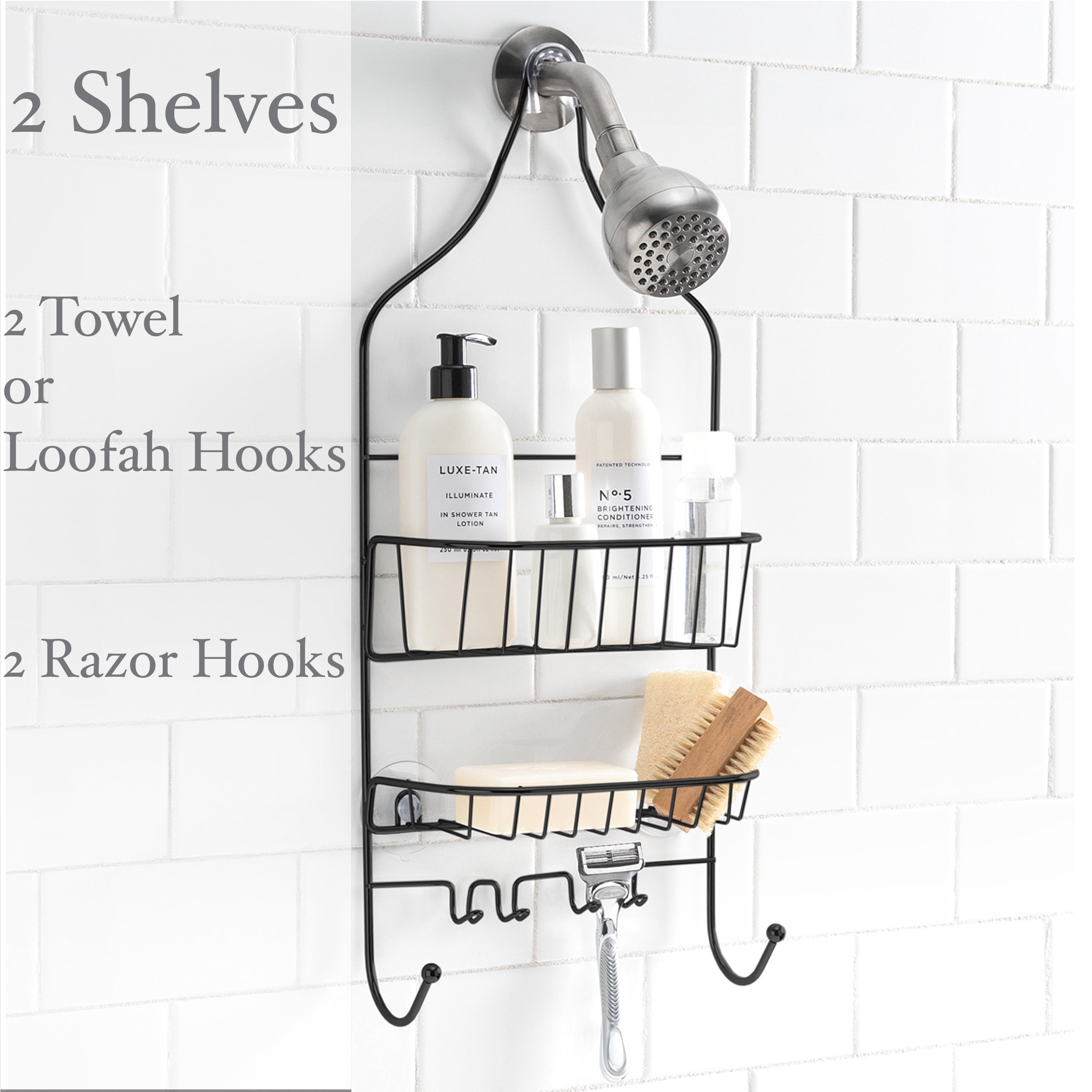 Bath Bliss Contour Shower Caddy, Iron, Matte Black