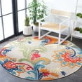thumbnail image 3 of SAFAVIEH Cabana Lowell Floral Indoor/Outdoor Area Rug, Ivory/Blue, 5'3" x 5'3" Round, 3 of 14