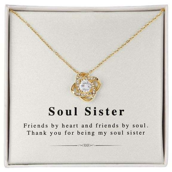 Soul Sister, The Perfect Bffs Beautiful Necklace, Message Card and Box, White Love Knot Necklace