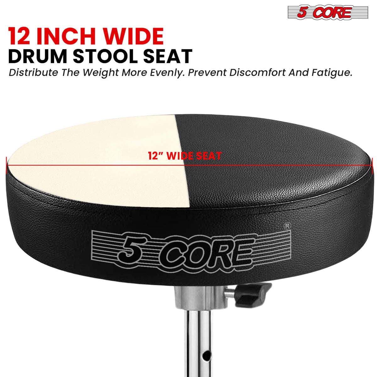 Adjustable Padded Drum Throne & Guitar Stool - Anti-Slip Rubber Feet, Universal Music Chair for Adults & Kids - Black