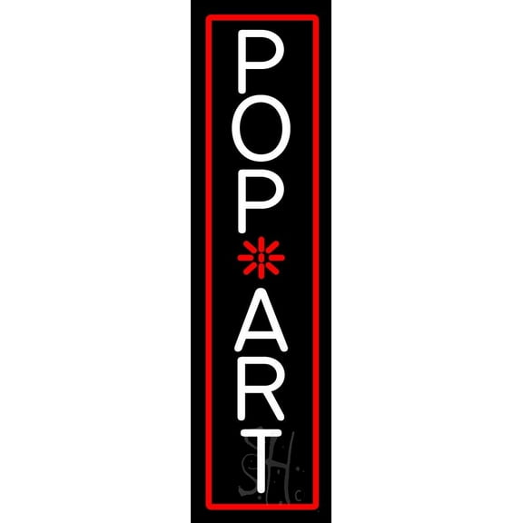 Vertical Pop Art Red Border LED Neon Sign 38 x 10 - inches, Black Square Cut Acrylic Backing, with Dimmer - Bright and Premium built indoor LED Neon Sign for caf, club, party, event and stroefront.