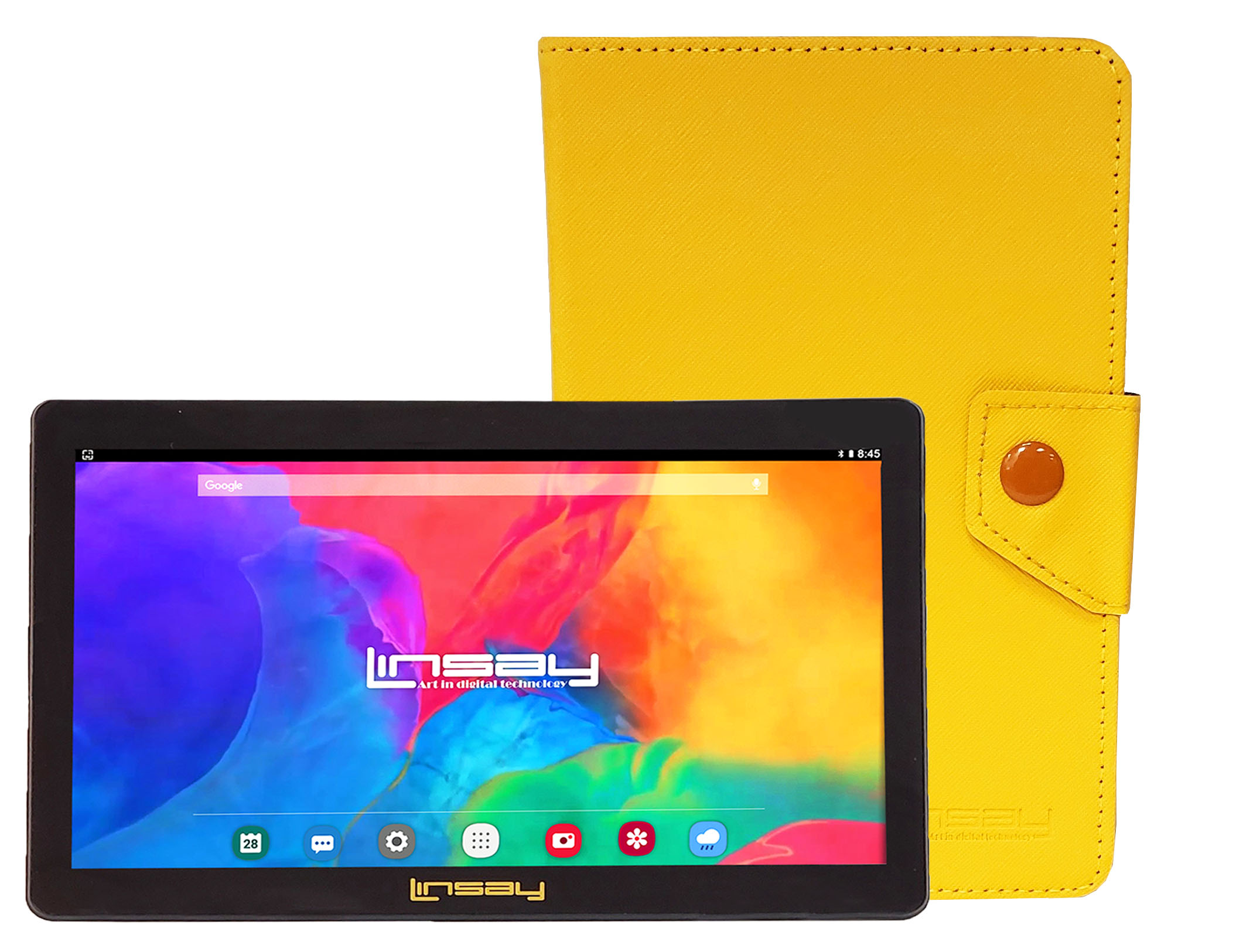LINSAY 7" Quad Core 2GB RAM 32GB Storage Android 12 WiFi Tablet with case Yellow Leather Case - image 1 of 3