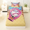 thumbnail image 3 of Castle Fairy Green Ice Cream Print Twin Sheets 3pcs, Sport Baseball Glove Bedding, Pink Blue Yellow,1 Fitted Sheet, 1 Flat Sheet and 1 Pillowcase, 3 of 6