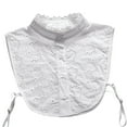 thumbnail image 2 of harmtty Fake Collar Hollow Out Detachable Stand Collar Button Closure Soft Clothing Accessories Cotton Women Half Shirt Lace Dickey Collar for Autumn Winter,White, 2 of 7