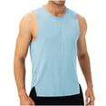 thumbnail image 2 of WAVSUF Summer Sports Sleeveles Vest for Mens Solid Color Quick Dry Tank Tops Pullover Light Blue Size L, 2 of 6