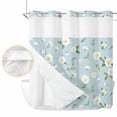 thumbnail image 2 of White Daisy No Hook Shower Curtain Waterproof,Bathroom Curtains with Snap in Liners and See Through Top Window,Country Pastoral Spring Botanical Flowers Hotel Style Bathtub Curtains Shower 72"Wx78"L, 2 of 8