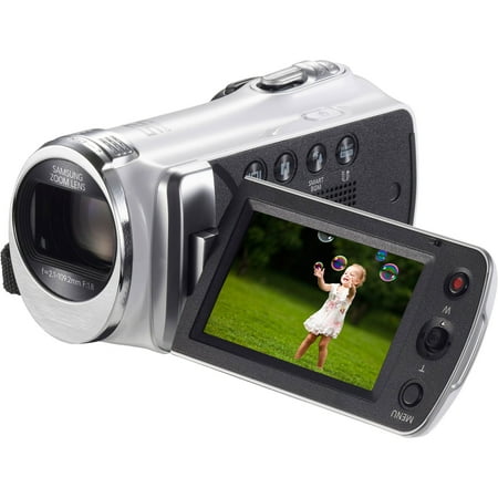 Samsung White HMX-F90 HD Camcorder with 52x Optical Zoom, 2.7" LCD Display