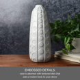 thumbnail image 3 of Mikasa White Embossed Dot Textured Ceramic Vase 6.1x6.1x15.35 Inch, 3 of 5