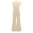 thumbnail image 5 of HJYCHN Women Outfits Long Pants Set with Sleeveless Top Set with Wide-Leg Pants 2 Piece Set for Casual Wear Beige L, 5 of 6