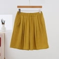 thumbnail image 2 of Women's Plus Size Solid Color Elastic Waist Shorts Stretchy Jacquard Pattern Side Pockets Casual Bottoms Yellow, 2 of 6