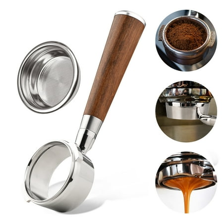 

58mm 2 Ears Stainless Steel Bottomless Naked Portafilter Wooden Coffee Handle Cup Filter Basket for GAGGIA ESPRESSO BABY NEW BABY