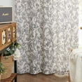 thumbnail image 5 of Curtainking Floral Curtains Linen Farmhouse Curtains for Living Room 84 inch Country Curtains Back Tab Semi Sheer Curtains Light Filtering 2 Panels Black on Beige, 5 of 11
