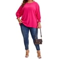 thumbnail image 4 of Agnes Orinda Women's Plus Size Chiffon Tops Batwing Ruffle Long Sleeve Casual Loose Shirts Blouses 2X Hot Pink, 4 of 7