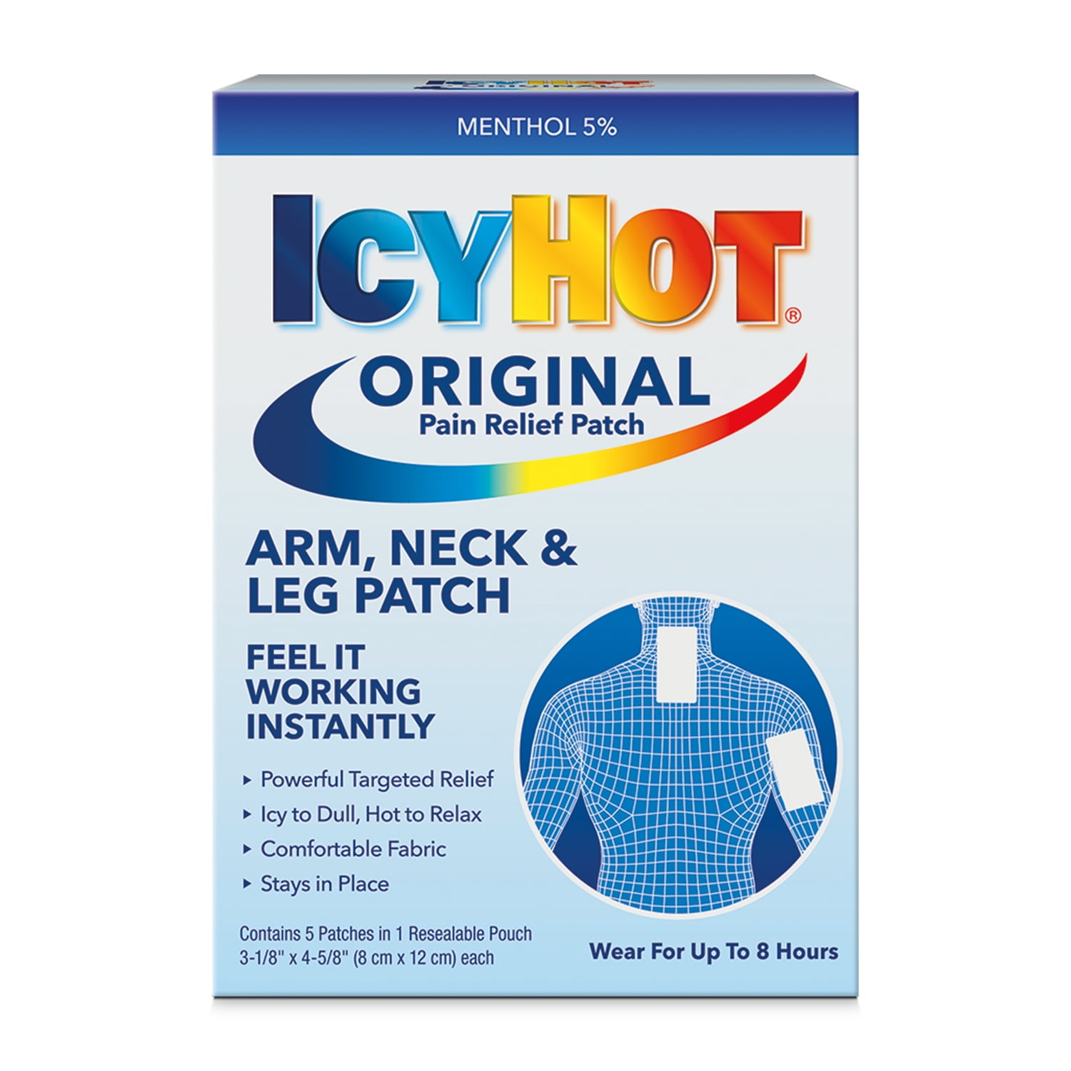 Icy Hot Original Small Pain Relief Patches (5 Count) Powerful Targeted Relief for Arm, Neck & Leg