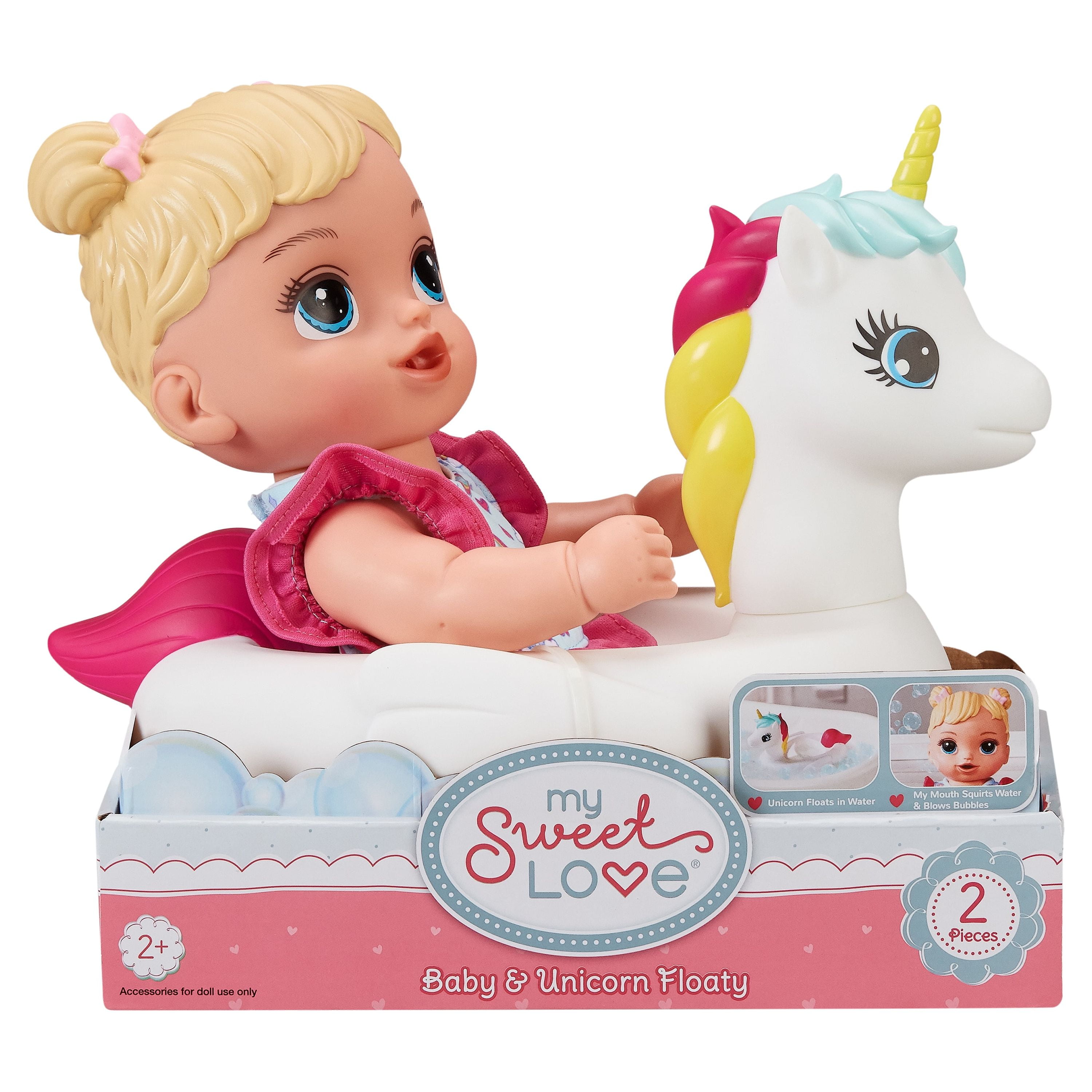 My Sweet Love Soft Baby and Unicorn Floaty Play Set, 2 Piece Bath Toy, Children Ages 2+