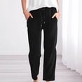 thumbnail image 4 of Bovemsi Casual Pants for Women Womens Daily Elastic Waist Straight Solid Color Loose Long Corduroy Trousers Beach Trousers with Pockets, 4 of 9