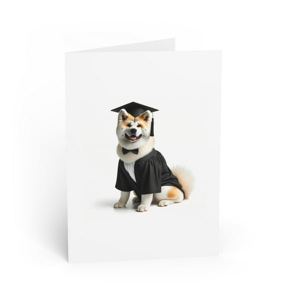 DistinctInk Greeting Card / Note Card - Akita Graduation - PACK of 50