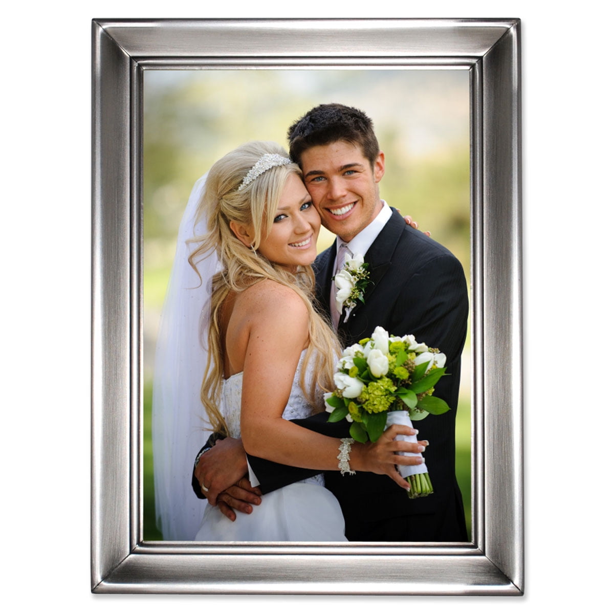 Brushed Pewter 5x7 Metal Picture Frame