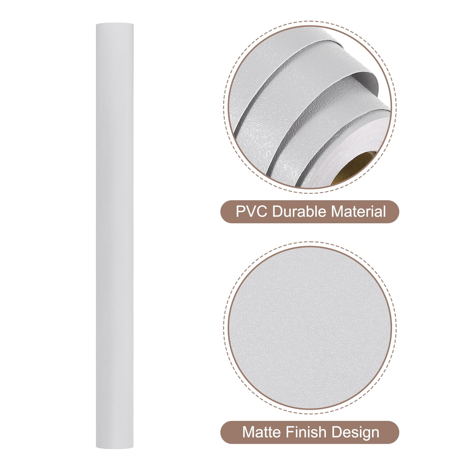 Unique Bargains Peel Stick Wallpaper Solid Color Vinyl Self Adhesive Paper Nordic Gray