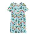 thumbnail image 6 of SGFCWSX Girls Short Sleeve Skater Dress Kids Casual Crewneck Print Swing Dress for Spring Summer Light Blue Size 11-12 Years, 6 of 6