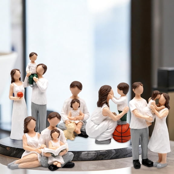 Heartwarming Family Resin Figurine Set, Adorable Sculptures for Home Decor, Perfect Easter Gifts for Mother's Day, Father's Day and Housewarming, Resin Statues that Celebrate Family Bonds, 4*3*3in, A