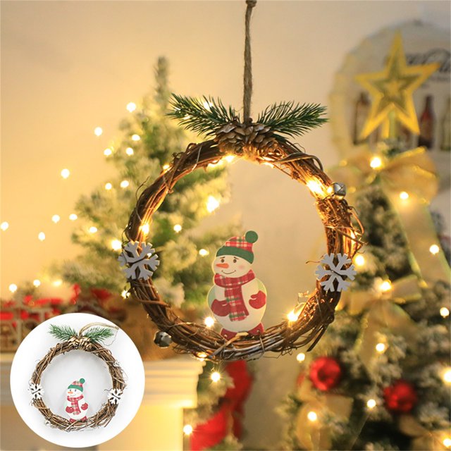 WRXMIJNHGSA Wreath Under $10 Wreath Christmas Wreath | Lighted Christmas Wreath | Light Up Christmas With Snowman | Hanging Lightup Wreath | Christmas Door Wreath
