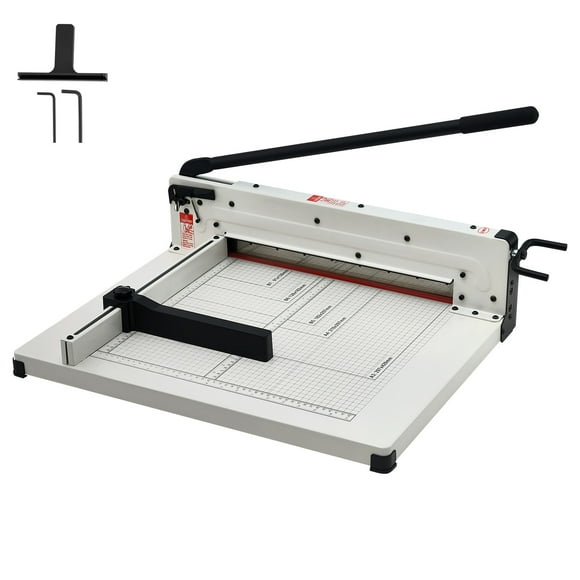 KFFKFF Heavy Duty Paper Cutter, 17" Industrial Commercial Guillotine Paper Cutter for A3 Paper, 400 Sheet Capacity, Solid Steel Construction, Stack Paper Trimmer