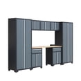 thumbnail image 2 of Garage Storage Cabinet Combo Set, 8-Piece, Rubber Wood Tabletop, Recessed Aluminum Handles, TMG-GCC08B, 2 of 5