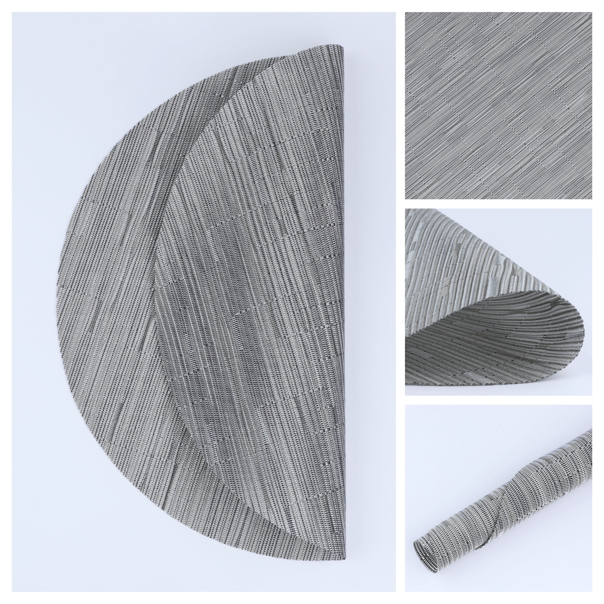 Unique Bargains Set of 6 Round Placemats for Kitchen Dining Table Decor Silver Gray