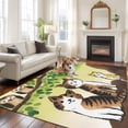 thumbnail image 3 of Cute Cats 5'x7' Area Rug, Japanese Owls Animals Country Leaves Rustic Washable Non-Slip Soft Rugs, Low-Pile Large Carpet for Living Room Bedroom Dining Room, Non-Shedding Accent Rug, 3 of 9