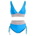 thumbnail image 5 of Linfrsh Womens High Waisted Bikini Sets Criss Cross Two Piece Swimsuits Color Block Full Coverage Bathing Suits Sky Blue,XL, 5 of 6