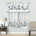 thumbnail image 4 of Flowers 3pcs Kitchen Curtain Valance and Tiers Set, Small Window Treatment Valance Curtain Insulated Blackout Drapes with 2 Tiers Curtains for Kitchen Bathroom, Blue Tulip Butterfly Eucalyptus Leaves, 4 of 6