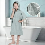 Superior Lyron Kids Cotton Terry Medium Weight Hooded Poncho Bath Towel, Small/Medium, Sage