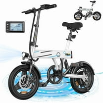 750W Peak Folding Electric Bike for Adult Teens,20MPH 36V/7.8AH,14" Commuter City Ebike,White
