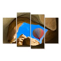 Elephant Stock Goreme Park Hot Air Balloon Wall Art - Horizontal Multi Panel Canvas - Living Room Wall Decor - Transportation Multi Panel - Blue And Beige Decor - 43" x 27"