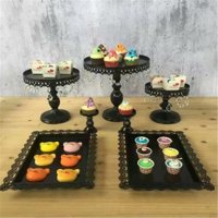 black cake tiered stands