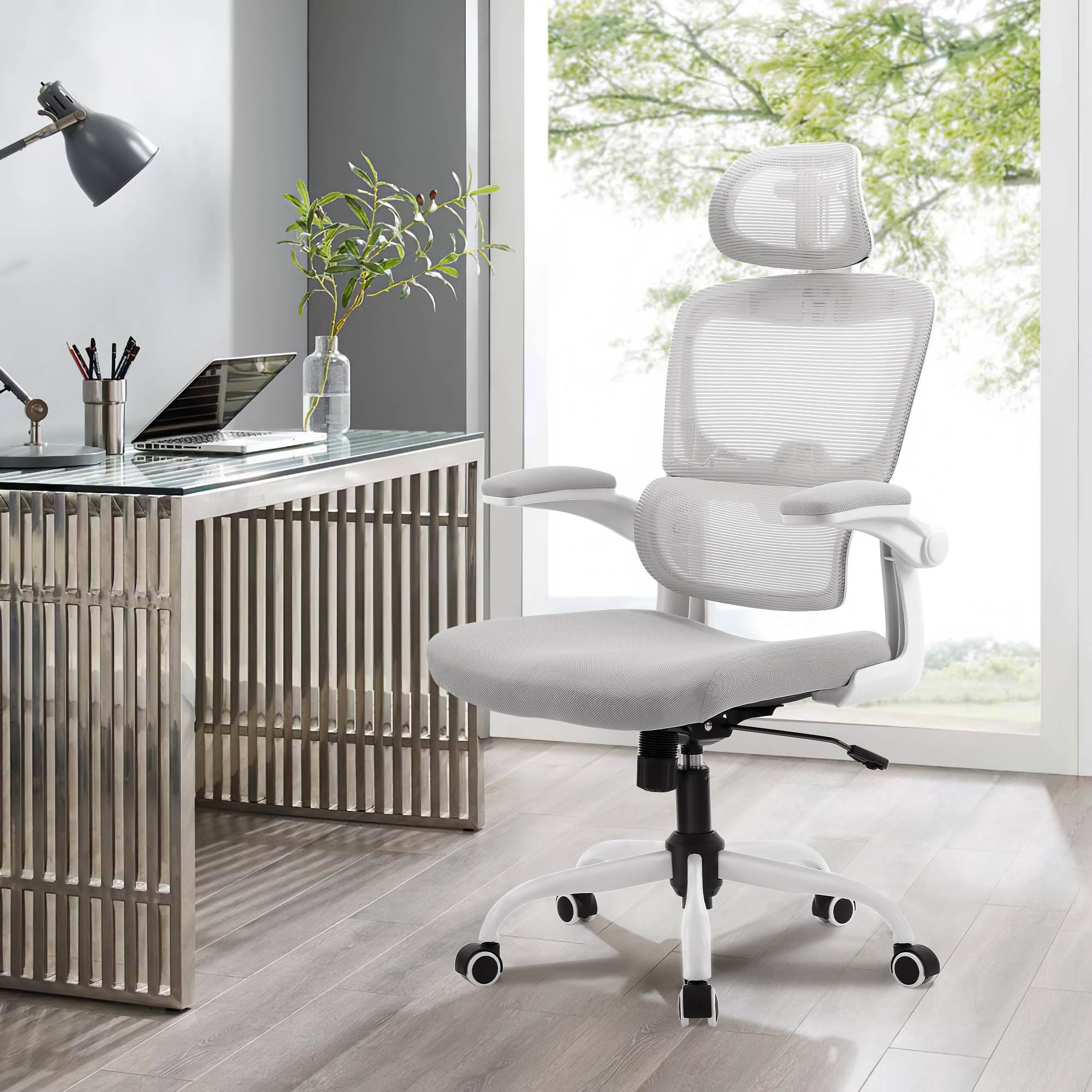 Ergonomic High Back Office Chair Home Office Chair with Armrest for Adults,Grey
