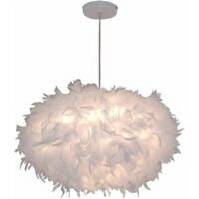 Chandelier with white feather, 45 cm, 40 W, E27, ceiling light, lampshade for bedroom, living room, decoration