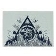 thumbnail image 1 of Tribal Cutting Board, Eagle with Forest and Mountains Astrological Design, Decorative Tempered Glass Cutting and Serving Board, Small Size, Dark Blue Off White, by Ambesonne, 1 of 1