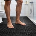 thumbnail image 4 of 12" x 12"Modular Shower Floor Mat - Anti- Bath Mat with Suction Cups, Quick-Dry Open Grid Design, Waterproof Bathroom Carpet for Shower & Wet Areas, Black, 4 of 7