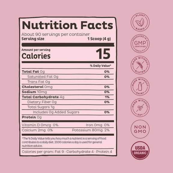 KOS Organic Beet Root Powder, Natural Nitric Oxide Booster, 12.7oz, 90 Servings