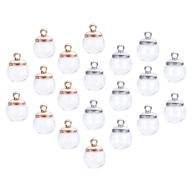 20x Mini Botellas de Globo de Cristal Transparente Stud Pendientes Decoración para el Hogar Bolas de Globo 16 mm jinwen Botellas de globo transparente