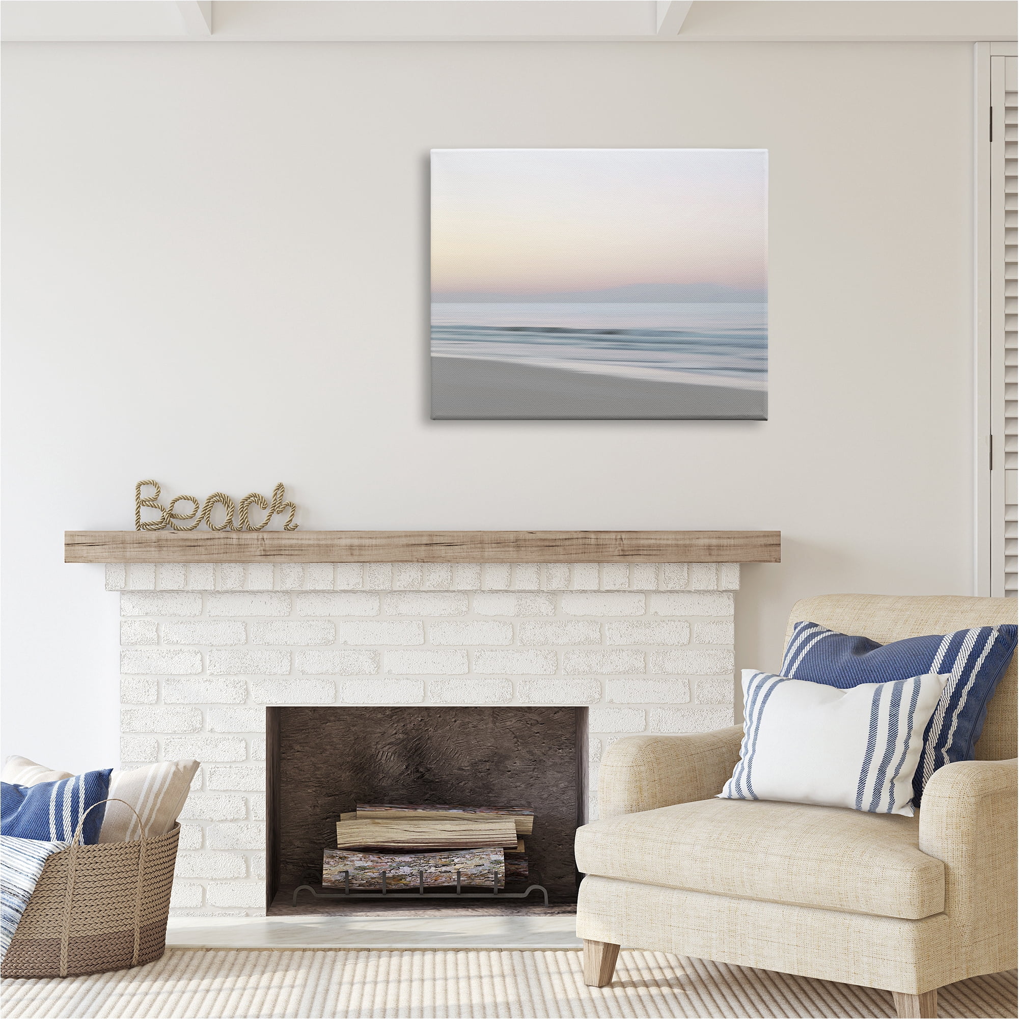 Stupell Industries Beach Shore Sunrise Landscape Painting Gallery Wrapped Canvas Art Print Wall Art, 40 x 30